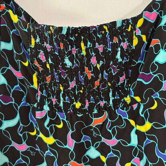 STAUD Black Multicolor‎ Print Smocked L/S Sweetheart Neck Josephine Top Size 12 - Picture 9 of 9